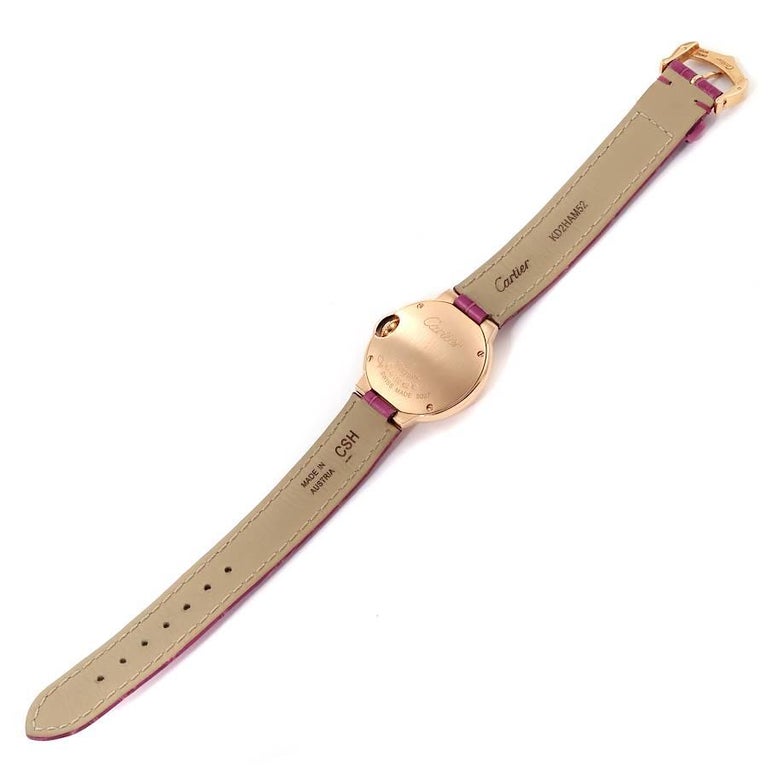 Cartier Ballon Bleu Diamonds White Dial Pink Leather Strap Watch for Women - WE902050 Buy Now By Cartier