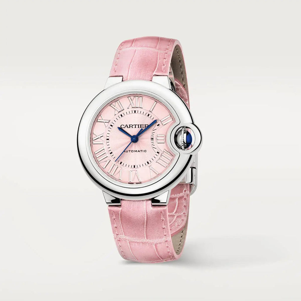 Cartier Ballon Blue De Cartier Pink Dial Pink Leather Strap Watch for Women - WSBB0031 Buy Now By Cartier