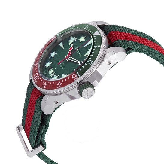 Gucci Dive Quartz Green Dial Two Tone NATO Strap Watch For Men - YA136339 Buy Now By Gucci