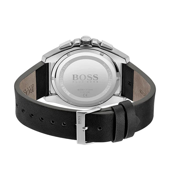 Hugo Boss Grandmaster Chronograph Black Dial Black Leather Strap Watch for Men - 1513881 Buy Now By Hugo Boss