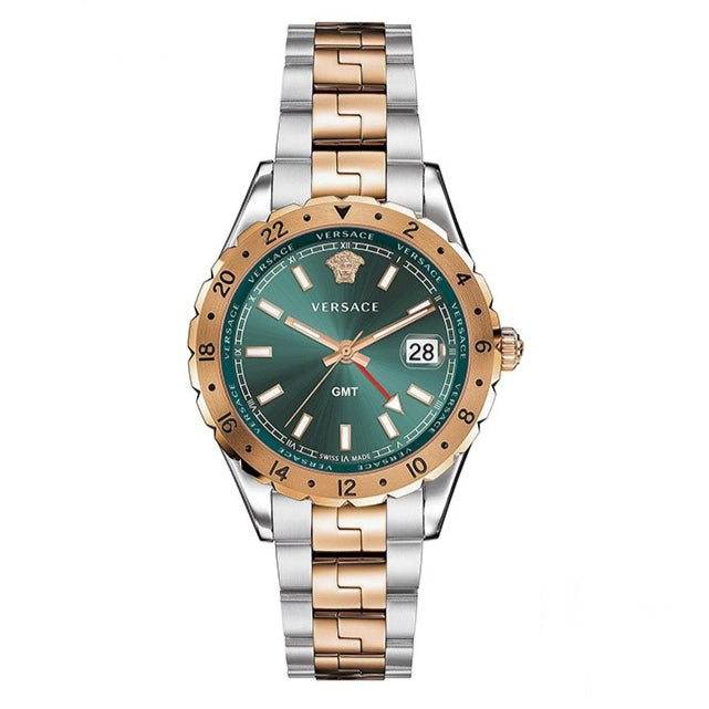 Versace Hellenyium GMT Green Dial Two Tone Steel Strap Watch for Men - V11050015 Buy Now By Versace