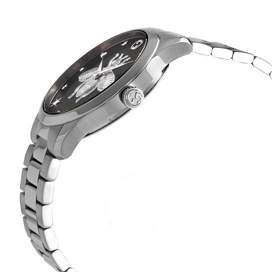 Gucci G Timeless Quartz Black Dial Silver Steel Strap Watch For Women - YA1264136 Buy Now By Gucci