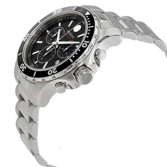 Movado Series 800 Chronograph Black Dial Silver Steel Strap Watch For Men - 2600142 Buy Now By Movado