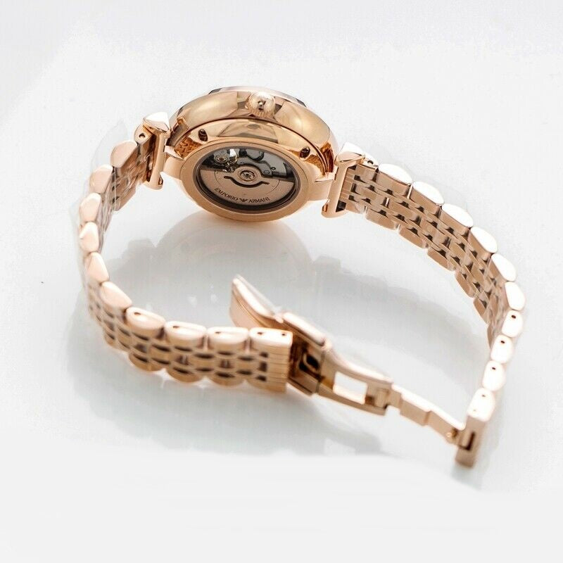 Emporio Armani Gianni T-Bar Silver Dial Rose Gold Steel Strap Watch For Women - AR60023 Buy Now By Emporio Armani