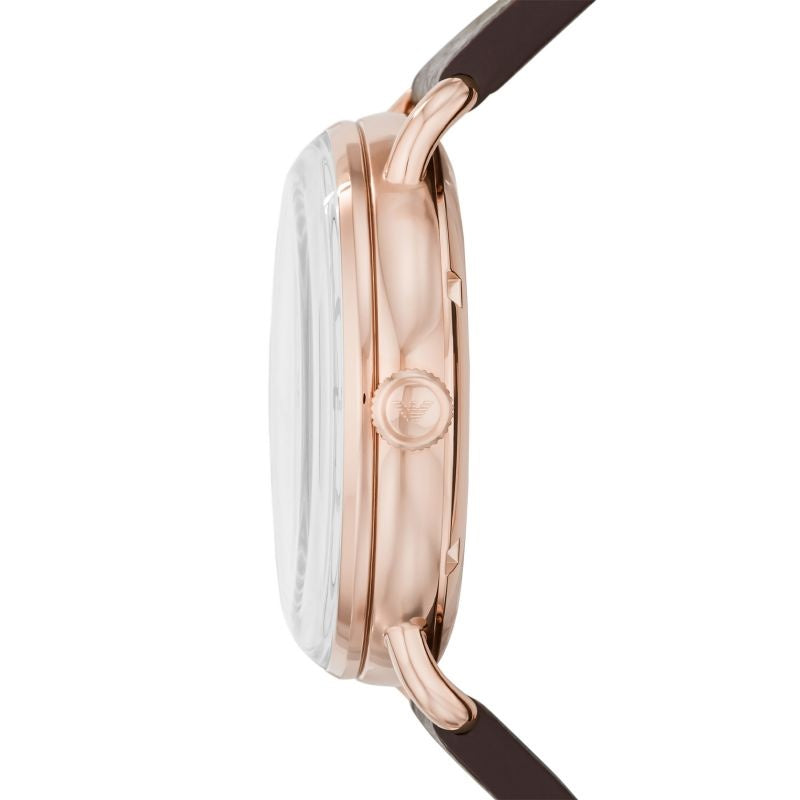 Emporio Armani Meccanico Automatic White Dial Brown Leather Strap Watch For Men - AR60027 Buy Now By Emporio Armani