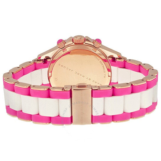 Marc Jacobs Rock Chronograph White Dial Two Tone Silicone Strap Watch for Women - MBM2593 Buy Now By Marc Jacobs