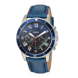 Fossil Grant Chronograph Blue Dial Blue Leather Strap Watch for Men - FS5373 Buy Now By Fossil
