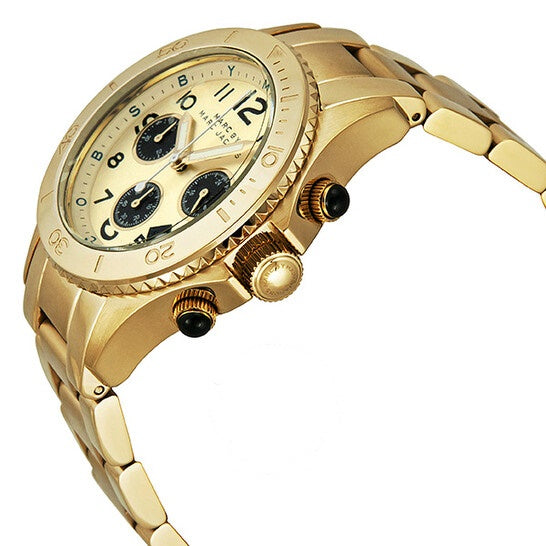 Marc Jacobs Rock Metal Chronograph Gold Dial Gold Steel Strap Watch for Men - MBM3158 Buy Now By Marc Jacobs