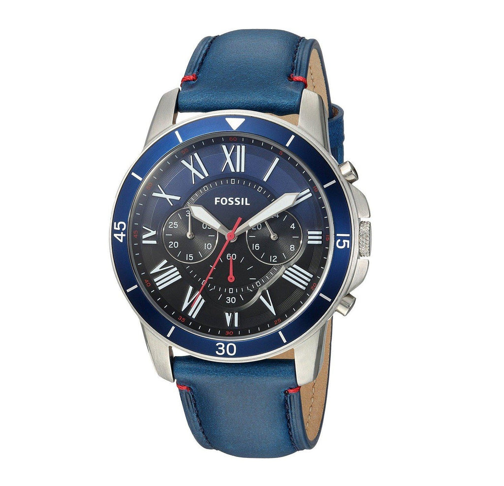 Fossil Grant Chronograph Blue Dial Blue Leather Strap Watch for Men - FS5373 Buy Now By Fossil