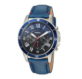 Fossil Grant Chronograph Blue Dial Blue Leather Strap Watch for Men - FS5373 Buy Now By Fossil