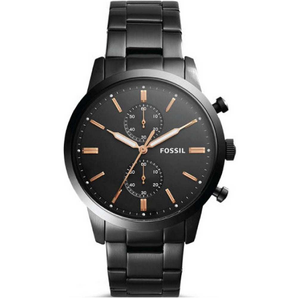 Fossil Townsman Chronograph Black Dial Black Steel Strap Watch for Men - FS5379 Buy Now By Fossil