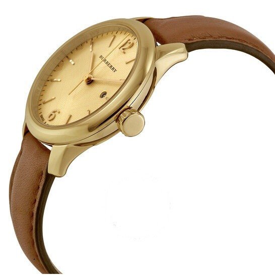 Burberry The Classic Champagne Gold Dial Brown Leather Strap Watch for Women - BU10101 Buy Now By Burberry