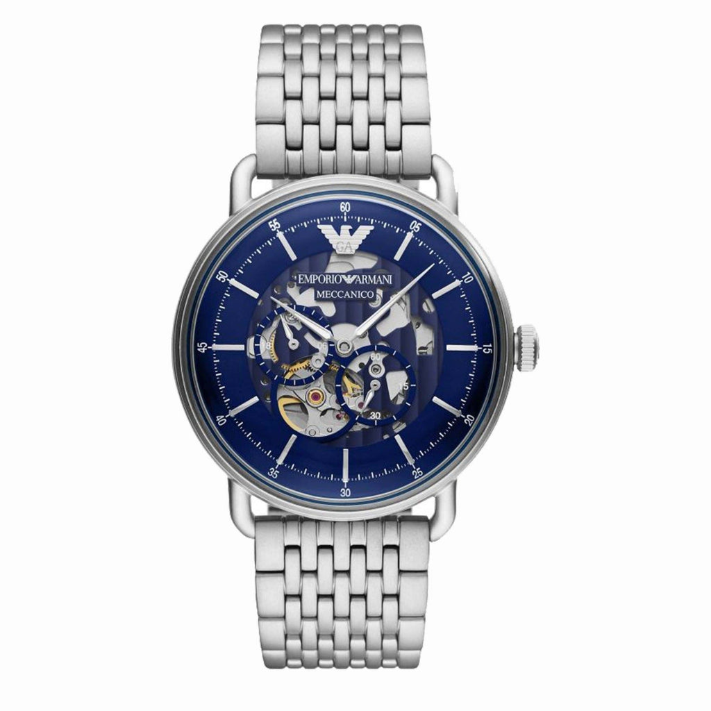 Emporio Armani Aviator Multifunction Blue Dial Silver Mesh Bracelet Watch For Men - AR60024 Buy Now By Emporio Armani