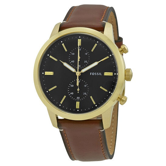 Fossil Townsman Chronograph Black Dial Brown Leather Strap Watch for Men - FS5338 Buy Now By Fossil
