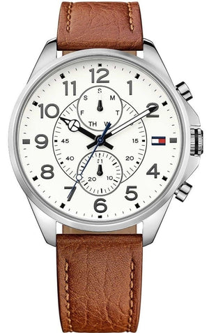 Tommy Hilfiger Dean Quartz Multifunction White Dial Brown Leather Strap Watch for Men - 1791274 Buy Now By Tommy Hilfiger