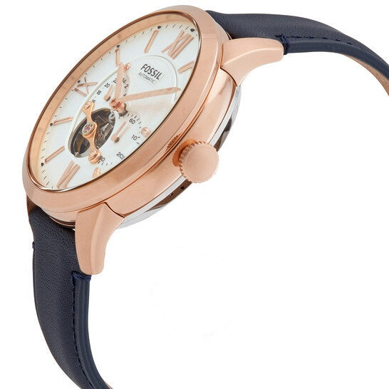 Fossil Townsman Automatic White Dial Navy Blue Leather Strap Watch for Men - ME3171 Buy Now By Fossil