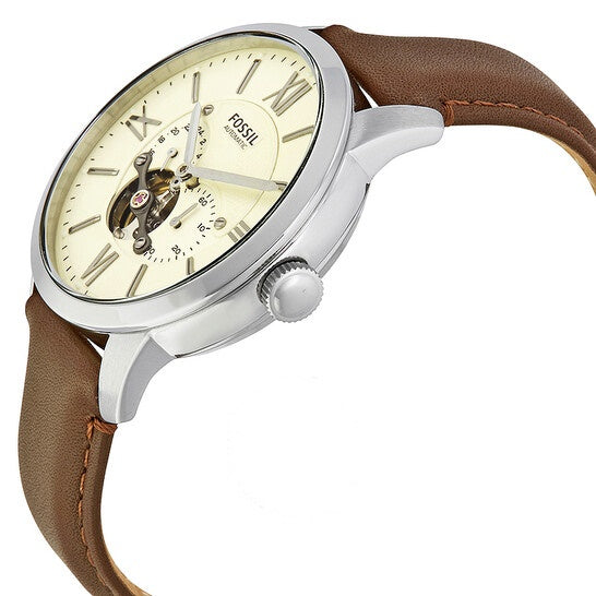 Fossil Townsman Automatic White Dial Brown Leather Strap Watch for Men - ME3064 Buy Now By Fossil