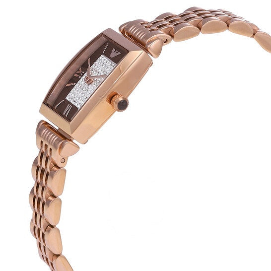 Emporio Armani Gianni T-Bar Analog Crystal Brown Dial Rose Gold Steel Strap Watch For Women - AR11407 Buy Now By Emporio Armani