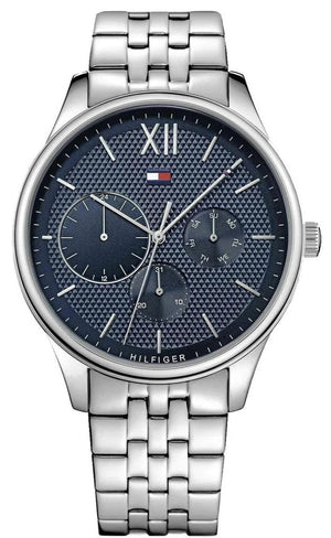 Tommy Hilfiger Damon Chronograph Blue Dial Silver Steel Strap Watch for Men - 1791416 Buy Now By Tommy Hilfiger