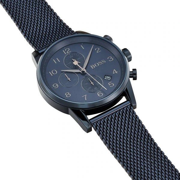 Hugo Boss Navigator Chronograph Blue Dial Blue Mesh Bracelet Watch for Men - 1513538 Buy Now By Hugo Boss