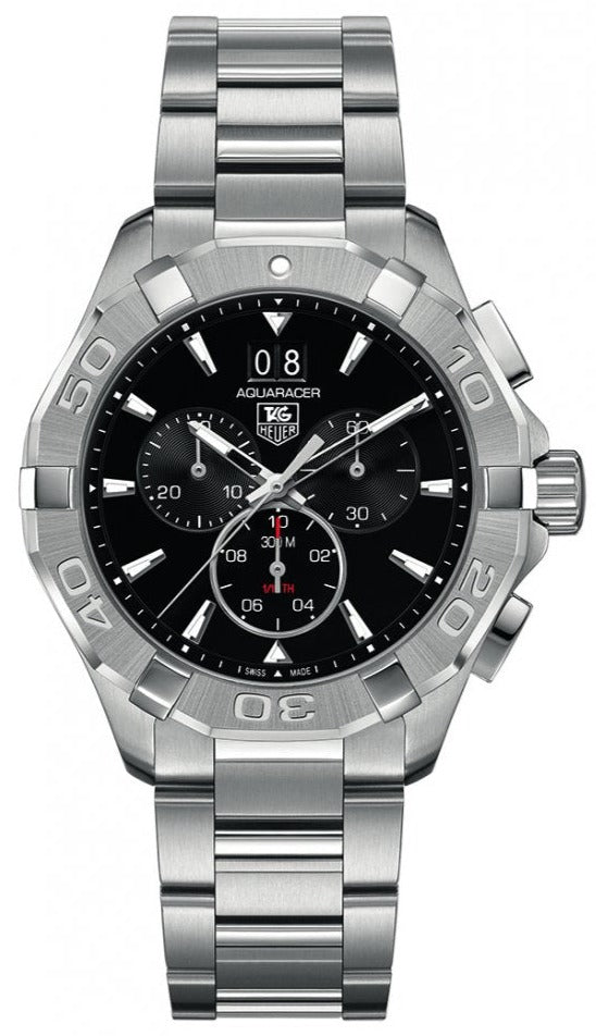 Tag Heuer Aquaracer Chronograph Black Dial Silver Steel Strap Watch for Men - CAY1110.BA0927 Buy Now By Tag Heuer