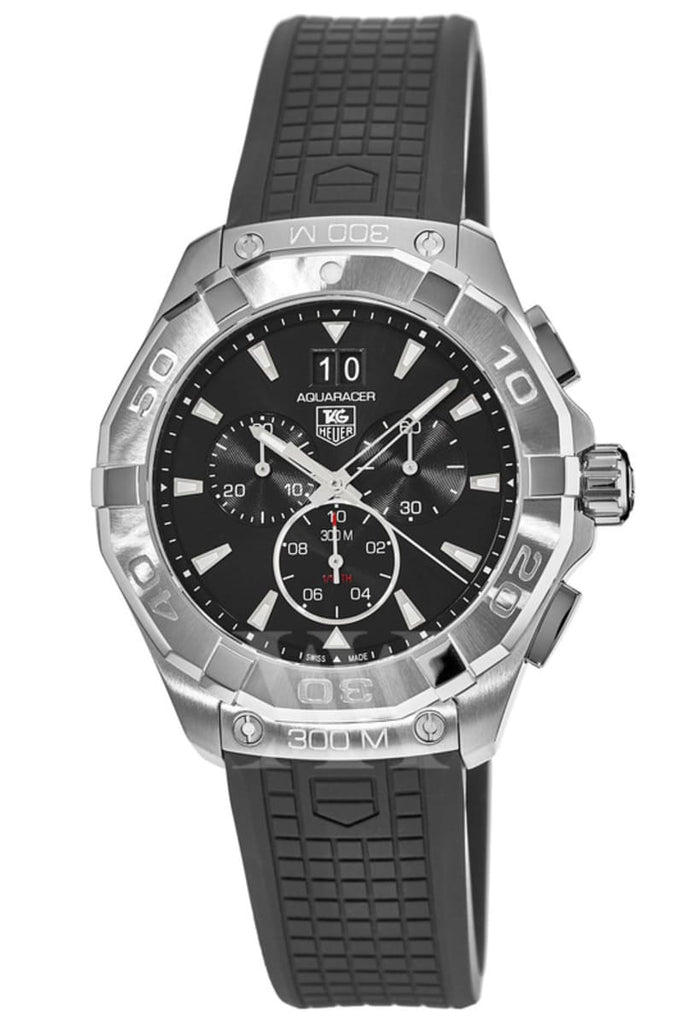 Tag Heuer Aquaracer Chronograph Black Dial Black Rubber Strap Watch for Men - CAY1110.FT6041 Buy Now By Tag Heuer
