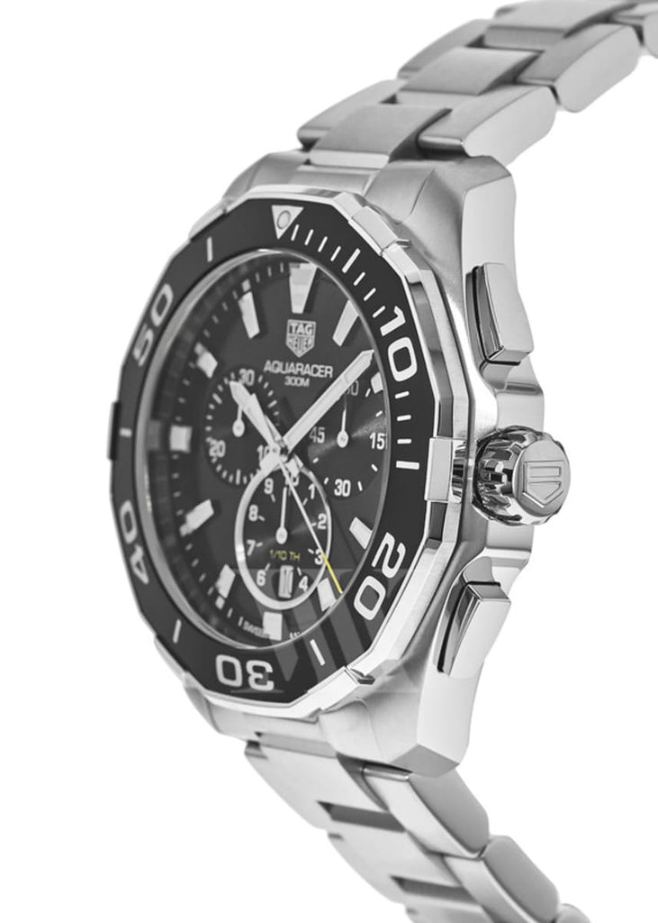 Tag Heuer Aquaracer Calibre 16 Day-Date Black Dial Silver Steel Strap Watch for Men - CAY211A.BA0927 Buy Now By Tag Heuer