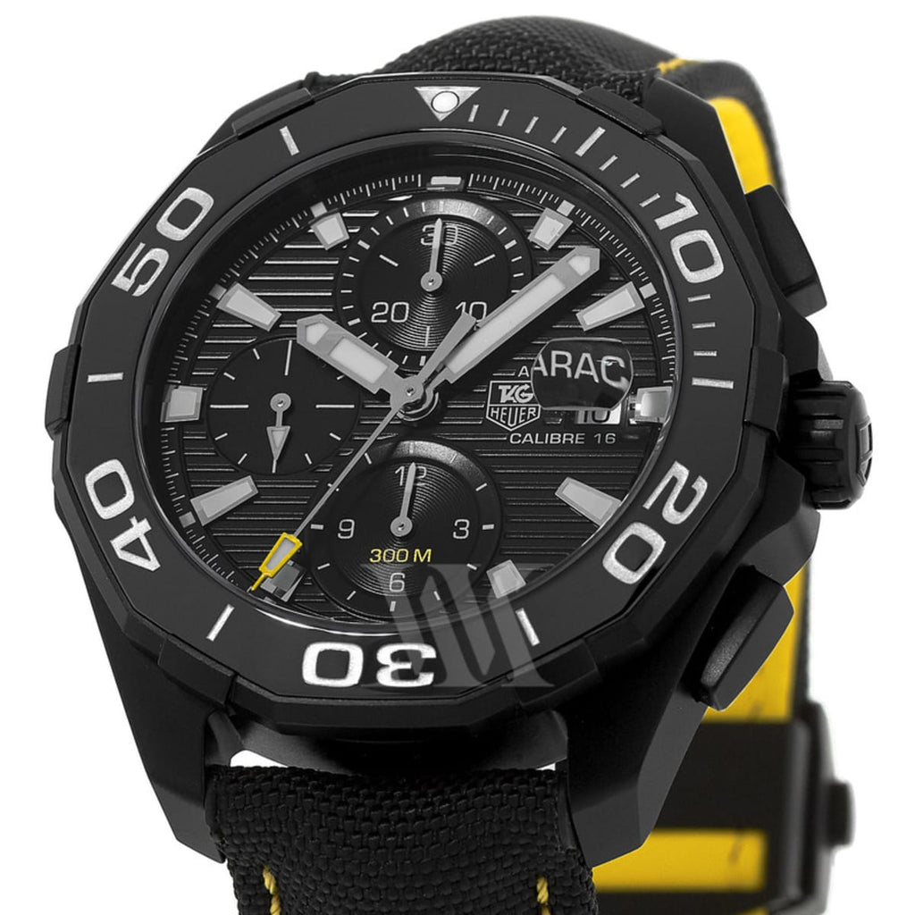 Tag Heuer Aquaracer Chronograph PVD Black Dial Black Nylon Strap Watch for Men - CAY218A.FC6361 Buy Now By Tag Heuer