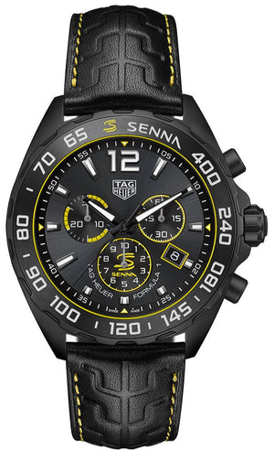 Tag Heuer Formula 1 Chronograph Senna Black Dial Black Leather Strap Watch for Men - CAZ101AJ.FC6487 Buy Now By Tag Heuer