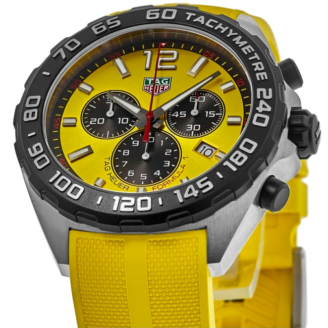 Tag Heuer Formula 1 Chronograph Yellow Dial Yellow Rubber Strap Watch for Men - CAZ101AM.FT8054 Buy Now By Tag Heuer