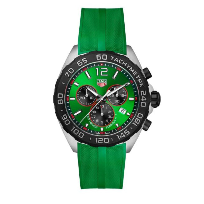 Tag Heuer Formula 1 Chronograph Green Dial Green Rubber Strap Watch for Men - CAZ101AP.FT8056 Buy Now By Tag Heuer