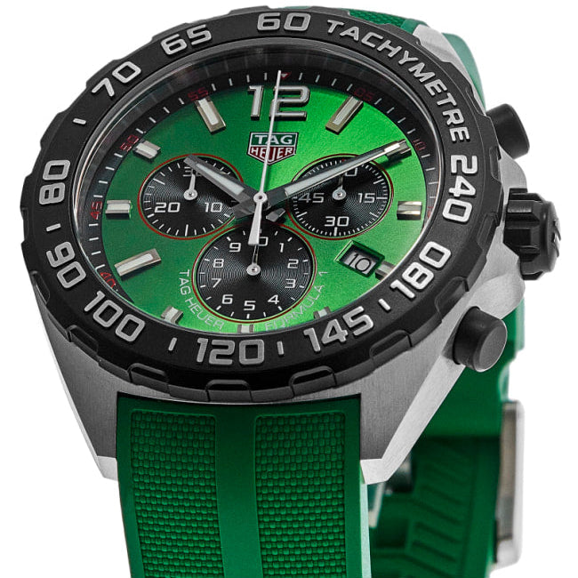 Tag Heuer Formula 1 Chronograph Green Dial Green Rubber Strap Watch for Men - CAZ101AP.FT8056 Buy Now By Tag Heuer
