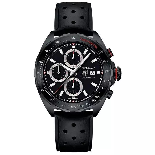 Tag Heuer Formula 1 Automatic Chronograph Black Dial Black Leather Strap Watch for Men - CAZ2011.FT8024 Buy Now By Tag Heuer