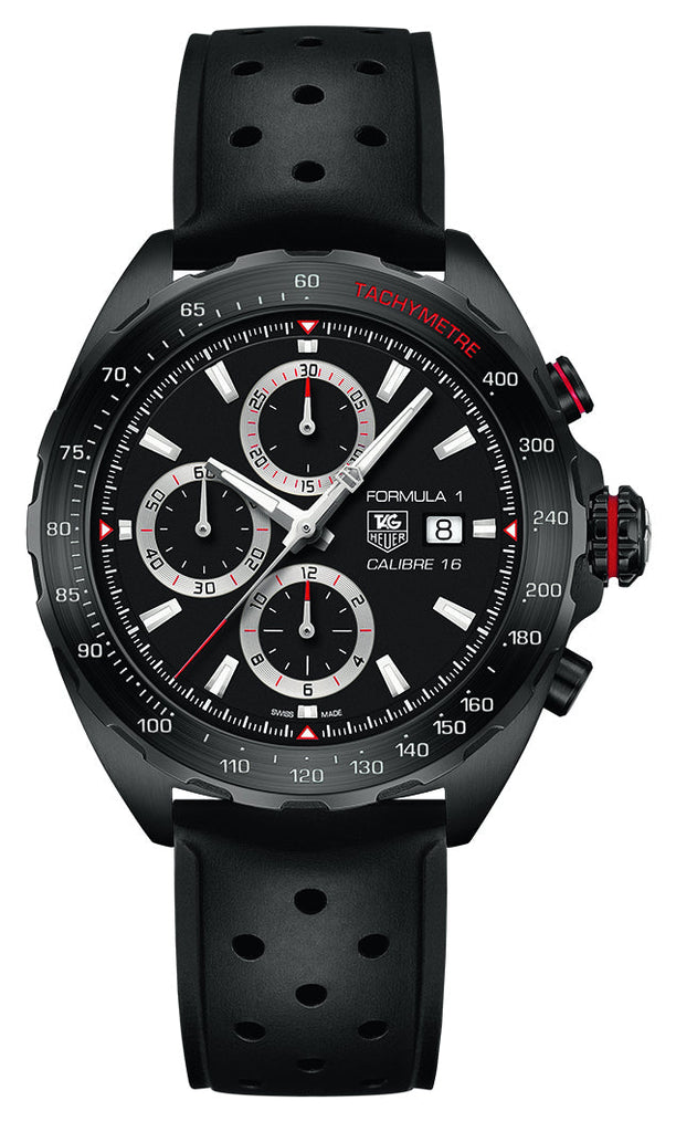Tag Heuer Formula 1 Automatic Chronograph Black Dial Black Leather Strap Watch for Men - CAZ2011.FT8024 Buy Now By Tag Heuer