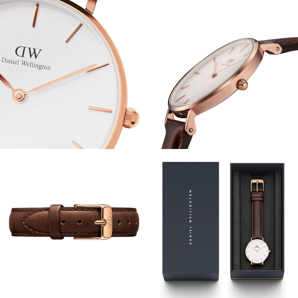 Daniel Wellington Classic Petite Bristol White Dial Brown Leather Strap Watch For Women - DW00100171 Buy Now By Daniel Wellington