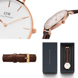 Daniel Wellington Classic Petite Bristol White Dial Brown Leather Strap Watch For Women - DW00100171 Buy Now By Daniel Wellington