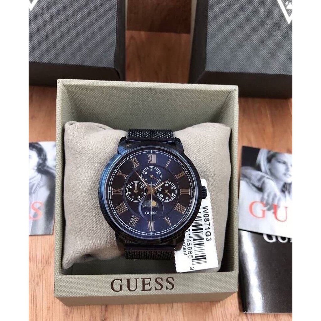 Guess Delancey Analog Blue Dial Blue Mesh Bracelet Watch for Men - W0871G3 Buy Now By Guess