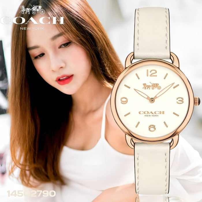 Coach Delancey White Dial White Leather Strap Watch for Women - 14502790 Buy Now By Coach