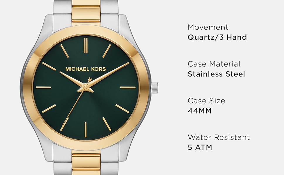 Michael Kors Slim Runway Quartz Green Dial Two Tone Steel Strap Watch for Women - MK9149 Buy Now By Michael Kors