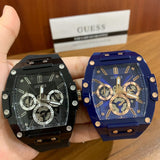 Guess Phoenix Multifunction Black Dial Black Rubber Strap Watch for Men - GW0203G3 Buy Now By Guess