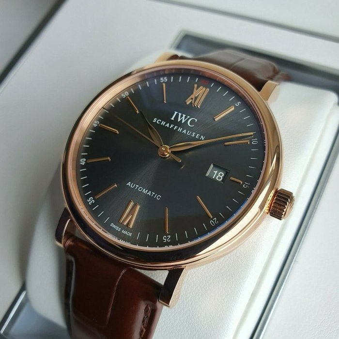 IWC Portofino Automatic Grey Dial Brown Leather Strap Watch for Men - IW356511 Buy Now By IWC