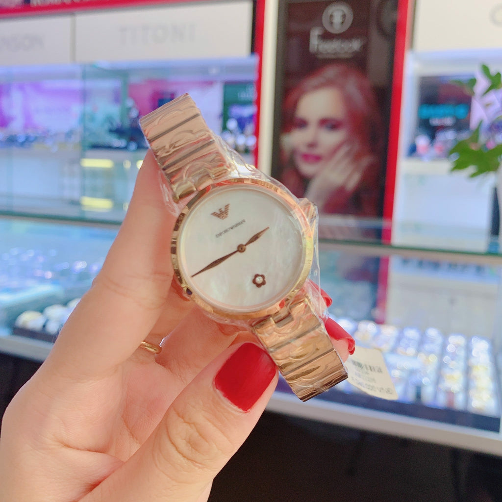 Emporio Armani Arianna White Mother of Pearl Dial Rose Gold Steel Strap Watch For Women - AR11236 Buy Now By Emporio Armani