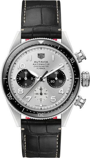 Tag Heuer Autavia Chronometer Flyback Chronograph Silver Dial Black Leather Strap Watch for Men - CBE511B.FC8279 Buy Now By Tag Heuer