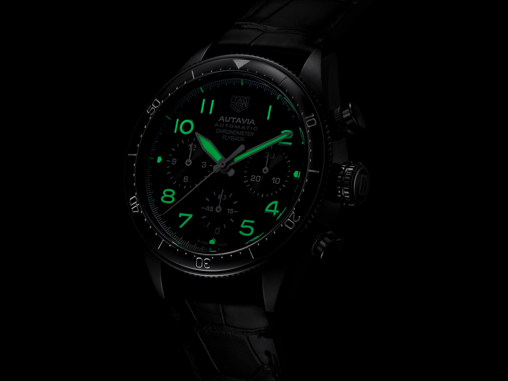 Tag Heuer Autavia Chronometer Flyback Chronograph Black Dial Black Leather Strap Watch for Men - CBE511C.FC8280