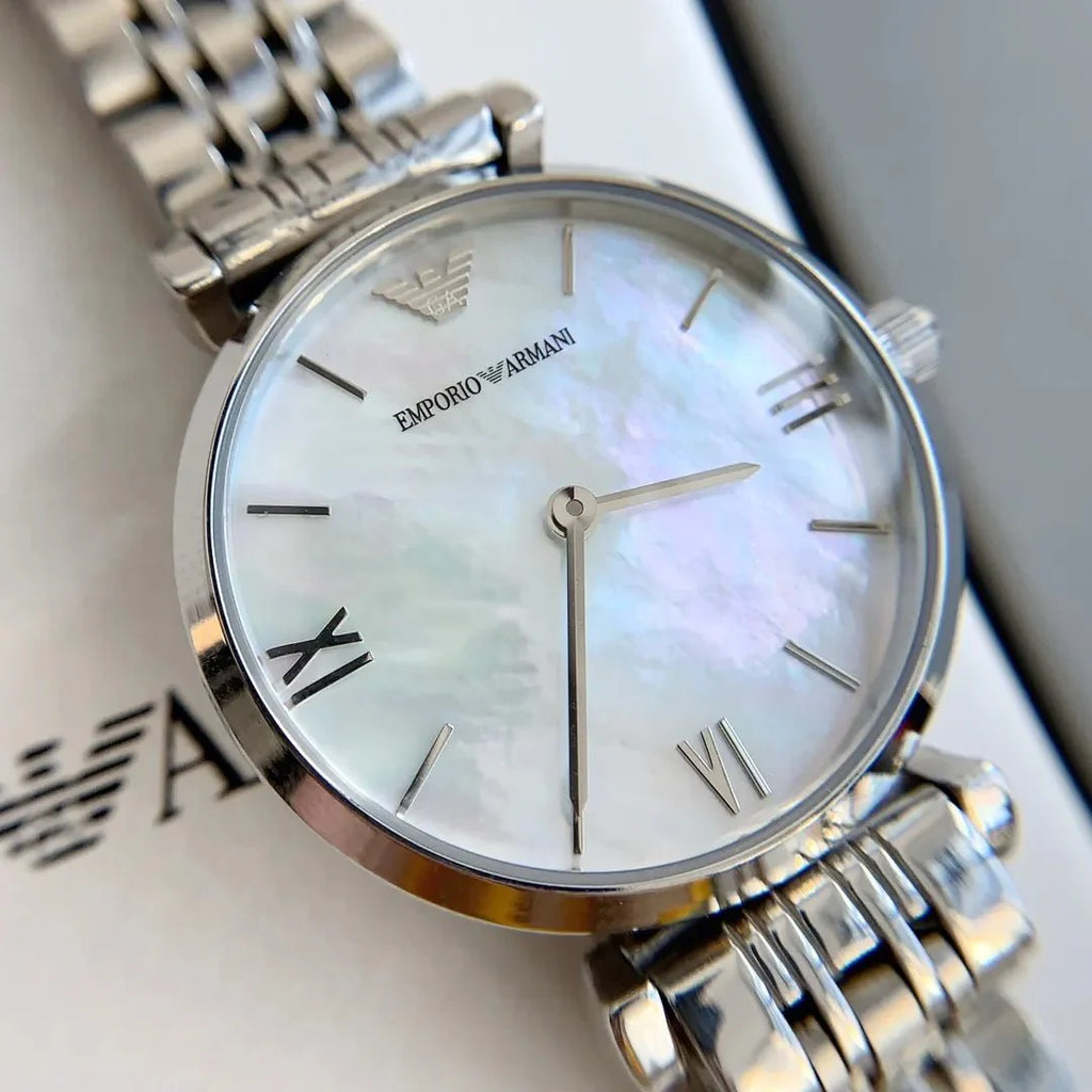 Emporio Armani T Bar Mother of Pearl Dial Steel Strap Watch For Women - AR1682 Buy Now By Emporio Armani