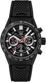 Tag Heuer Carrera Chronograph Steel & Ceramic Black Dial Black Rubber Strap Watch for Men - CBG2090.FT6145 Buy Now By Tag Heuer