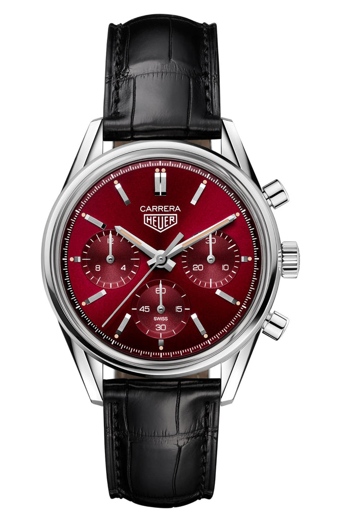 Tag Heuer Carrera Automatic Chronograph Red Dial Black Leather Strap Watch for Men - CBK221G.FC6479 Buy Now By Tag Heuer