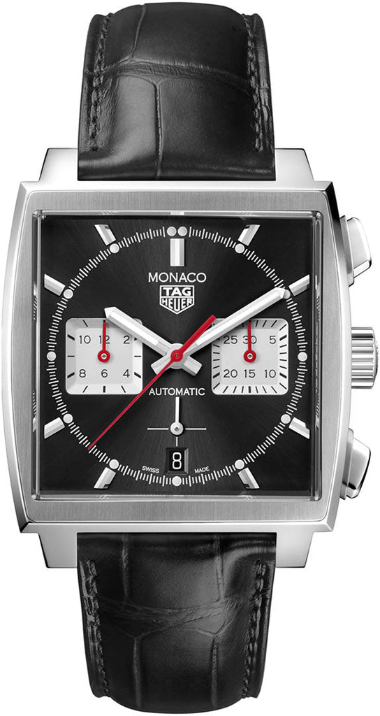 Tag Heuer Monaco Automatic Chronograph Black Dial Black Leather Strap Watch for Men - CBL2113.FC6177 Buy Now By Tag Heuer