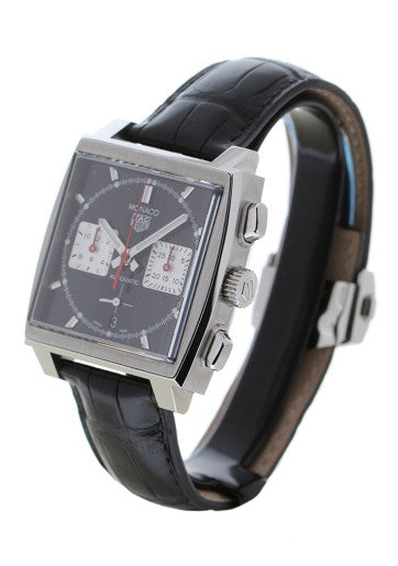 Tag Heuer Monaco Automatic Chronograph Black Dial Black Leather Strap Watch for Men - CBL2113.FC6177 Buy Now By Tag Heuer