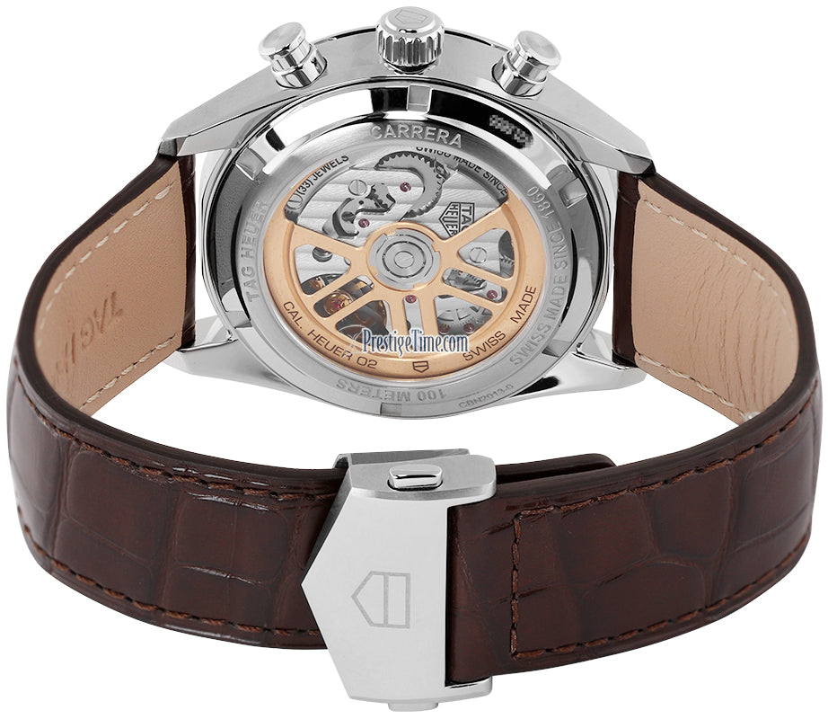 Tag Heuer Carrera Chronograph Grey Dial Brown Leather Strap Watch for Men - CBN2012.FC6483 Buy Now By Tag Heuer